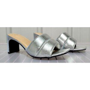 A New Day Lilah Metallic Silver Women's Open Toe 2.5" Heeled Sandals -- Size 7.5